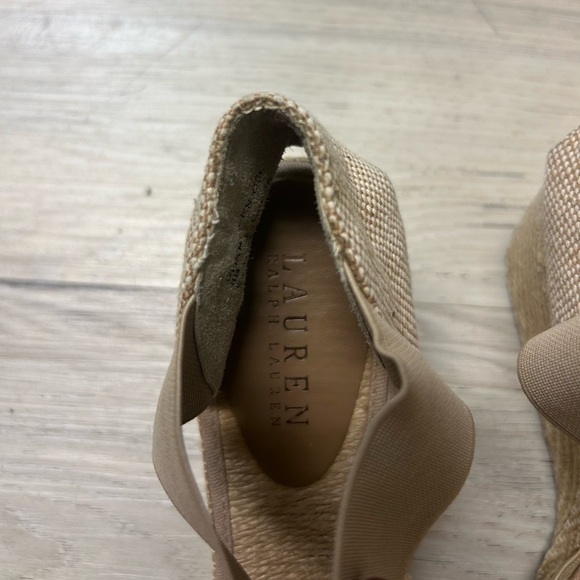 Lauren Ralph Lauren Shoes Charla Espadrille Wedge Tan Beige Closed Toe Women 8 - Picture 15 of 16